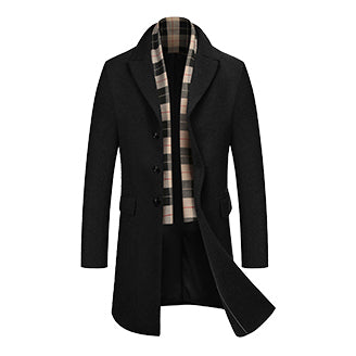 Cappotto in misto lana con sciarpa scozzese staccabile (solo USA)