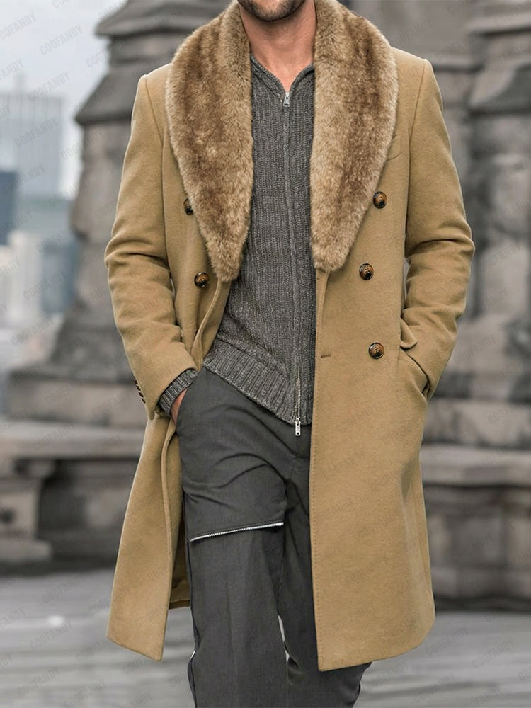 Elegante cappotto in tweed a doppio petto
