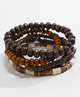 5Pcs Retro Wooden Bead Bracelet Set