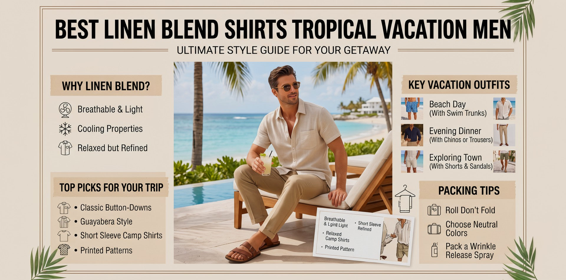 Best Linen Blend Shirts for Men's Tropical Vacations
