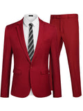 2 Piece Tuxedo Suit Set Blazer Jacket for Business (US Only) Suit Set coofandystore Red S 