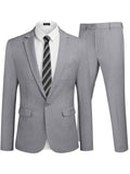 2 Piece Tuxedo Suit Set Blazer Jacket for Business (US Only) Suit Set coofandystore Light Grey S 