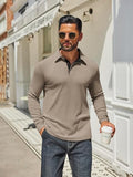 Casual Long Sleeve Polo Shirt with Contrast Collar (US Only)