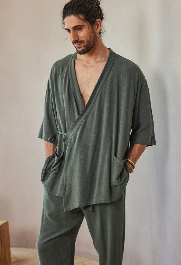 Casual Linen Blend Shirt Set