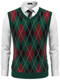 Casual Elastic Knit Pullover Argyle Vest (US Only)