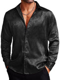 Rose Printed Dress Shirts (US Only) Shirts & Polos coofandy Black S 