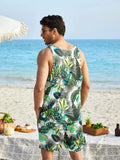 Hawaiian Floral Tank Top Holiday Set (US Only) Sets coofandy 