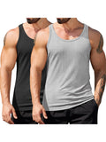 Gym Muscle 2 Packs Ribbed Knit Tank Top (US Only)