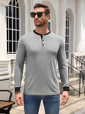 Casual Modern Contrast Henley Long Sleeve Shirt (US Only)