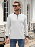 Casual Modern Contrast Henley Long Sleeve Shirt (US Only)