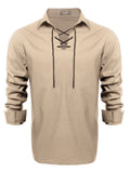 Casual Lace Up Henley Shirt (US Only) Shirts coofandy 