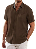 Casual Unique Collar Cotton Linen Shirt (US Only) Shirts coofandy Coffee S 