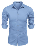 Muscle Fit Dress Shirts (US Only) Shirts coofandy Clear Blue S 