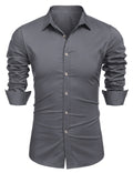 Muscle Fit Dress Shirts (US Only) Shirts coofandy Dark Grey S 