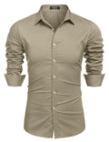 Muscle Fit Dress Shirts (US Only) Shirts coofandy Khaki S 