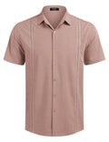 Cuban Short Sleeve Shirt (US Only) Shirts coofandy Pink S 