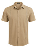 Cuban Short Sleeve Shirt (US Only) Shirts coofandy Khaki S 