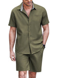 Stylish 2-Piece Beach Linen Set with Pockets (US Only) Sets COOFANDY Store Army Green S 
