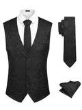 Paisley Vest Tux Set (US Only) Vest coofandy Black S 