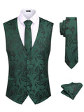Paisley Vest Tux Set (US Only) Vest coofandy Dark Green S 