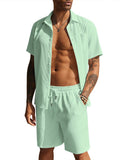 Casual Waffle Shirt Holiday Set (US Only) Sets coofandy Light Green S 
