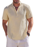 Casual Solid Cotton Henley Shirt (US Only) Shirts coofandy Khaki S 