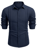Casual Button Down Pleated Shirts (US Only) Shirts & Polos coofandy Dark Blue S 