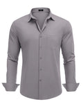 Muscle Fit Wrinkle Free Business Shirt (US Only) Shirts & Polos coofandy Light Grey S 