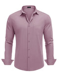 Muscle Fit Wrinkle Free Business Shirt (US Only) Shirts & Polos coofandy Pink S 