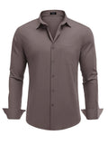 Muscle Fit Wrinkle Free Business Shirt (US Only) Shirts & Polos coofandy Brown S 