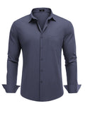 Muscle Fit Wrinkle Free Business Shirt (US Only) Shirts & Polos coofandy Denim Blue S 