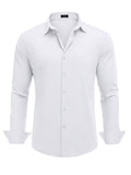 Muscle Fit Wrinkle Free Business Shirt (US Only) Shirts & Polos coofandy White S 