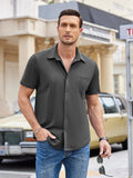 Summer Casual Wrinkle Free Shirt (US Only) Sets coofandy Dark Grey S 