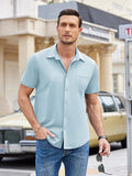 Summer Casual Wrinkle Free Shirt (US Only) Sets coofandy Sky Blue S 