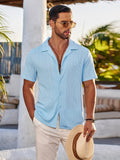Summer Casual Knit Shirt (US Only) Sets coofandy Clear Blue S 