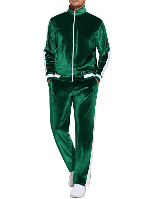 Soft Velour Velvet Tracksuit Set (US Only) Sets coofandy Green S 
