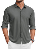 Classic Wrinkle-Free Dress Shirt (US Only) Shirts coofandy Dark Grey S 