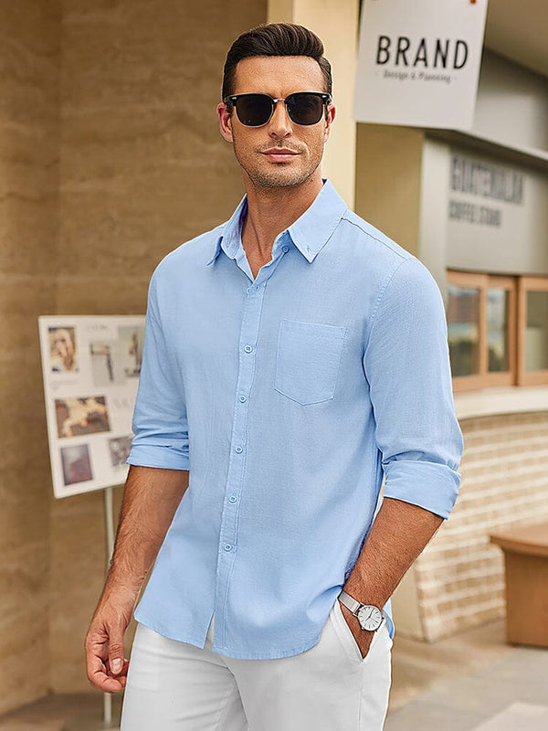 Casual Linen Textured Shirt (US Only) Shirts coofandy 