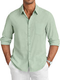 Casual Linen Textured Shirt (US Only) Shirts coofandy Light Green S 