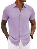 Casual Summer Textured Shirt (US Only) Shirts coofandy Purple S 