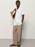 Casual Embroidered Cuban Collar Linen Blend Shirt