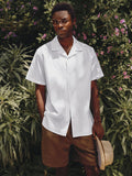 Casual Embroidered Cuban Collar Linen Blend Shirt