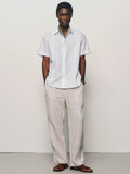 Minimalist Front Pleats Linen Blend Shirt