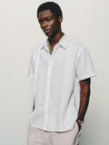 Minimalist Front Pleats Linen Blend Shirt