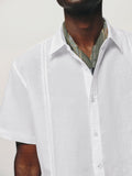 Minimalist Front Pleats Linen Blend Shirt