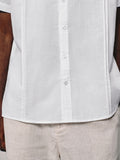 Minimalist Front Pleats Linen Blend Shirt