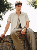 Minimalist Front Pleats Linen Blend Shirt