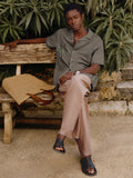 Tropical Embroidered Cuban Collar Linen Blend Shirt