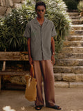 Tropical Embroidered Cuban Collar Linen Blend Shirt