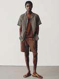Tropical Embroidered Cuban Collar Linen Blend Shirt